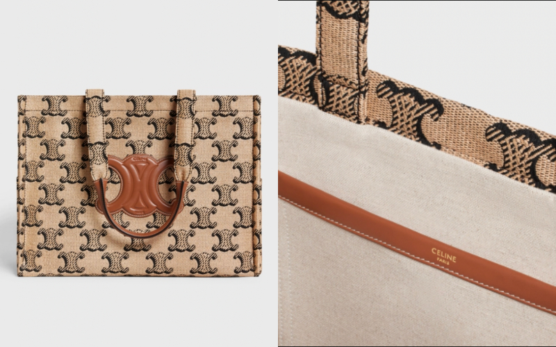 LARGE CABAS THAIS IN RAFFIA JACQUARD TRIOMPHE & CALFSKIN $13,500